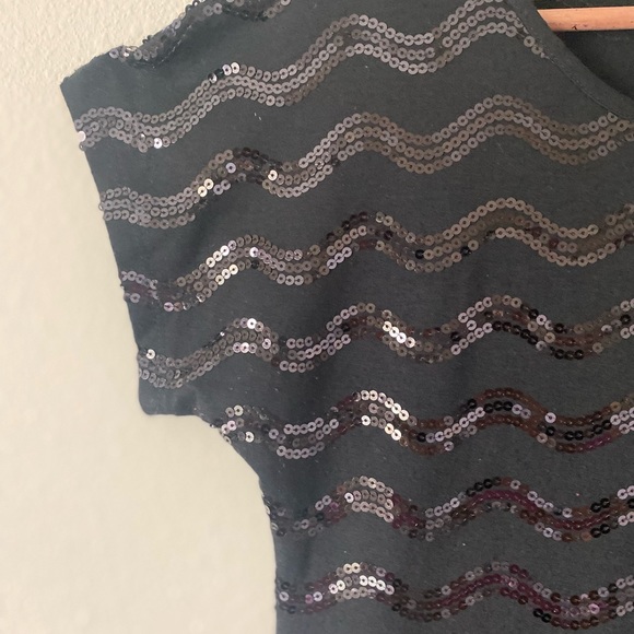 Xhilararion Women’s Short Sleeve Little Black Sequence Mini Dress Size Medium - Picture 3 of 16